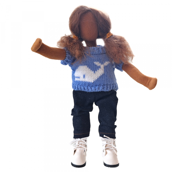 Strickpulli Walfisch & Jeans & Turnschuhe - für Jugendliche 25cm